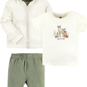 Hudson Baby baby-girls Cotton Hoodie, Bodysuit Or Tee Top and Pant Set