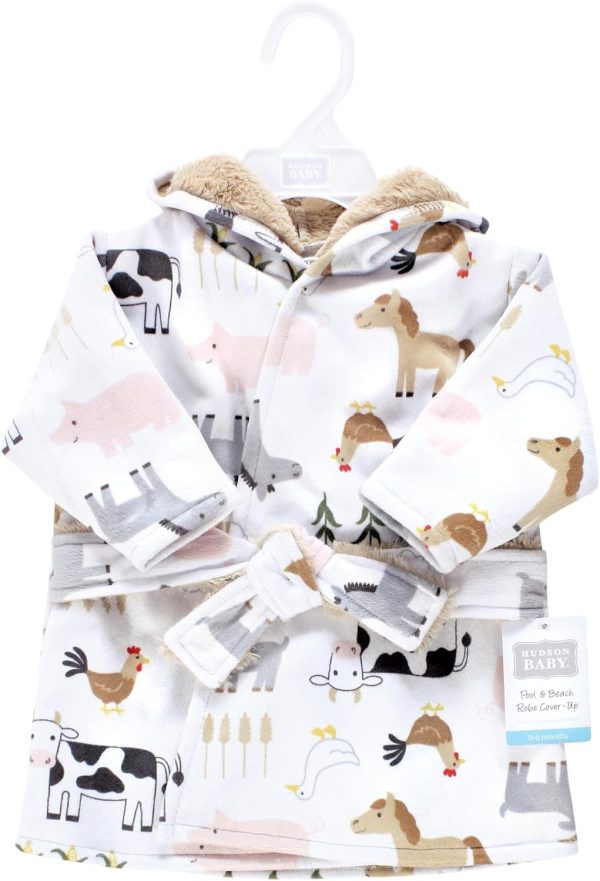 Hudson Baby Unisex Baby Mink with Faux Fur Lining Pool and Beach Robe Cover-ups - Image 2
