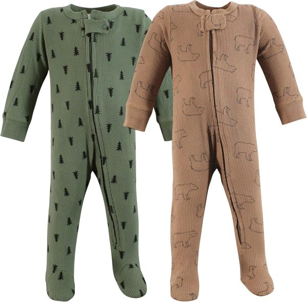 Hudson Baby Girls Unisex Baby Thermal Zipper Sleep and Play 2pk, Sage Dinosaur, 3-6 Months - Image 5