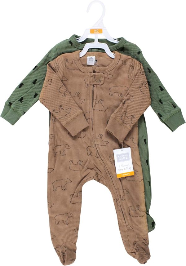 Hudson Baby Girls Unisex Baby Thermal Zipper Sleep and Play 2pk, Sage Dinosaur, 3-6 Months - Image 6