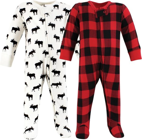 Hudson Baby Girls Unisex Baby Thermal Zipper Sleep and Play 2pk, Sage Dinosaur, 3-6 Months - Image 9