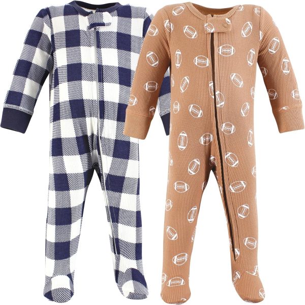 Hudson Baby Girls Unisex Baby Thermal Zipper Sleep and Play 2pk, Sage Dinosaur, 3-6 Months - Image 25