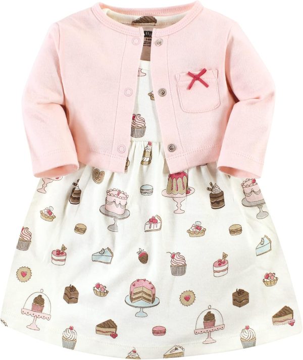 Hudson Baby Baby Girls' Cotton Dress and Cardigan Set - Image 8