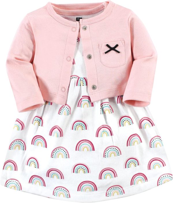 Hudson Baby Baby Girls' Cotton Dress and Cardigan Set - Image 24