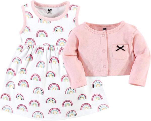 Hudson Baby Baby Girls' Cotton Dress and Cardigan Set - Image 26