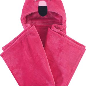 Hudson Baby Unisex Baby and Toddler Hooded Animal Face Plush Blanket, Flamingo, One Size