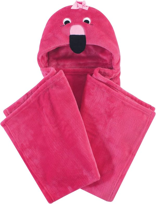 Hudson Baby Unisex Baby and Toddler Hooded Animal Face Plush Blanket, Flamingo, One Size