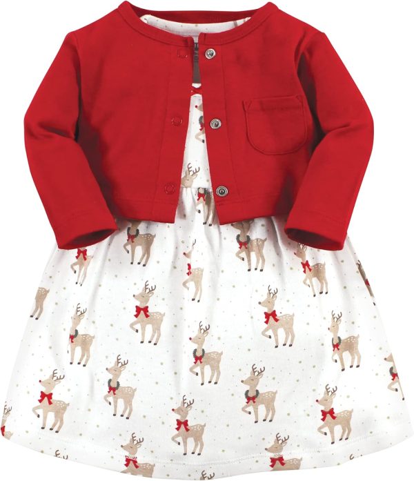 Hudson Baby Baby Girls' Cotton Dress and Cardigan Set - Image 29