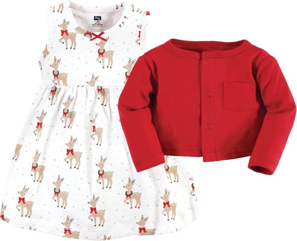 Hudson Baby Baby Girls' Cotton Dress and Cardigan Set - Image 31