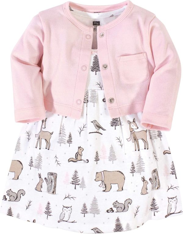 Hudson Baby Baby Girls' Cotton Dress and Cardigan Set - Image 34