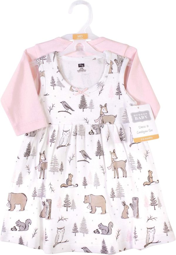 Hudson Baby Baby Girls' Cotton Dress and Cardigan Set - Image 35