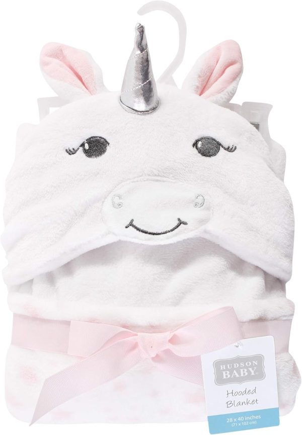 Hudson Baby Unisex Baby and Toddler Hooded Animal Face Plush Blanket, Flamingo, One Size - Image 19