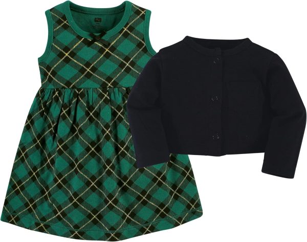 Hudson Baby Baby Girls' Cotton Dress and Cardigan Set - Image 39