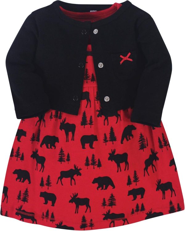 Hudson Baby Baby Girls' Cotton Dress and Cardigan Set - Image 42