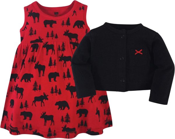 Hudson Baby Baby Girls' Cotton Dress and Cardigan Set - Image 44