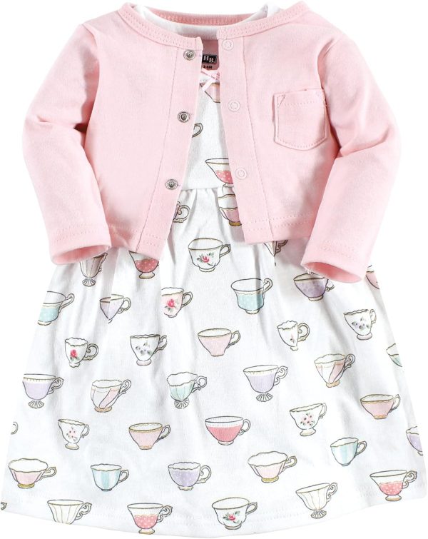 Hudson Baby Baby Girls' Cotton Dress and Cardigan Set - Image 45