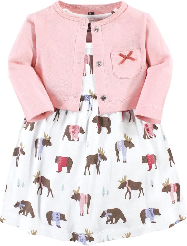 Hudson Baby Baby Girls' Cotton Dress and Cardigan Set - Image 50