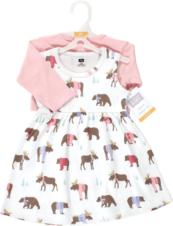 Hudson Baby Baby Girls' Cotton Dress and Cardigan Set - Image 51