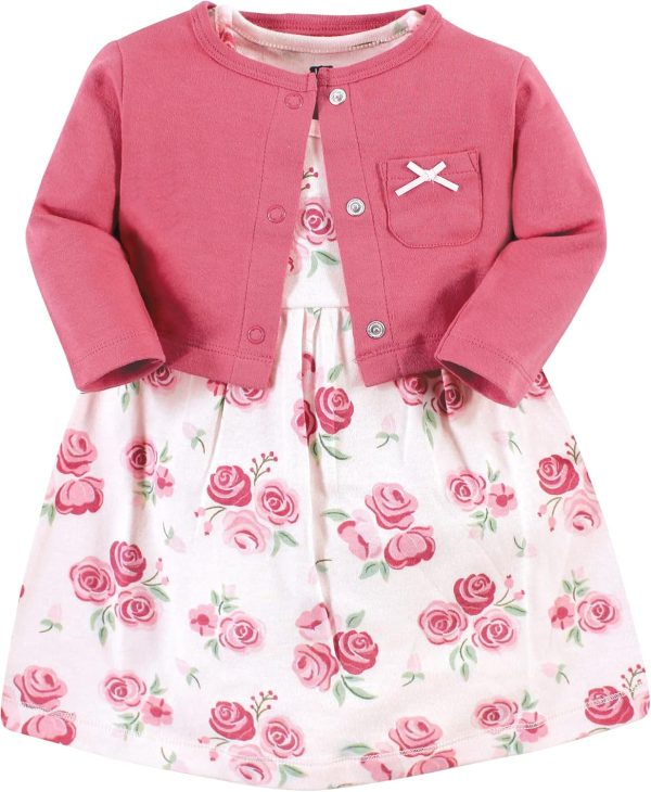 Hudson Baby Baby Girls' Cotton Dress and Cardigan Set - Image 55