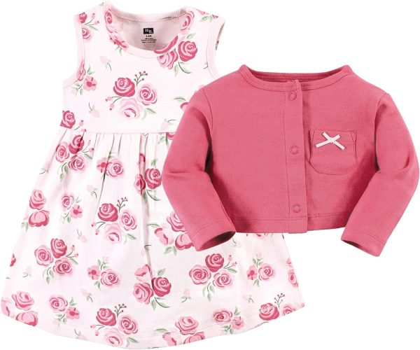 Hudson Baby Baby Girls' Cotton Dress and Cardigan Set - Image 57