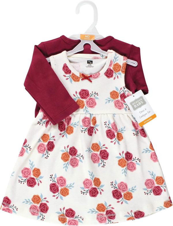 Hudson Baby Baby Girls' Cotton Dress and Cardigan Set - Image 61