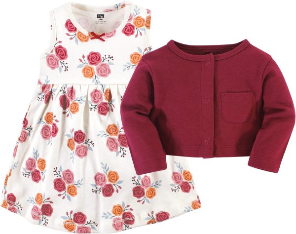 Hudson Baby Baby Girls' Cotton Dress and Cardigan Set - Image 62