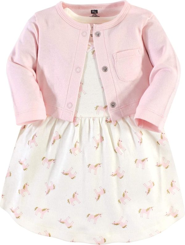 Hudson Baby Baby Girls' Cotton Dress and Cardigan Set - Image 65