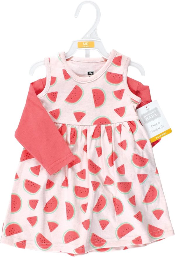 Hudson Baby Baby Girls' Cotton Dress and Cardigan Set - Image 67