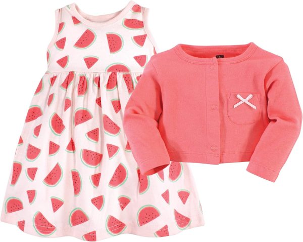 Hudson Baby Baby Girls' Cotton Dress and Cardigan Set - Image 68