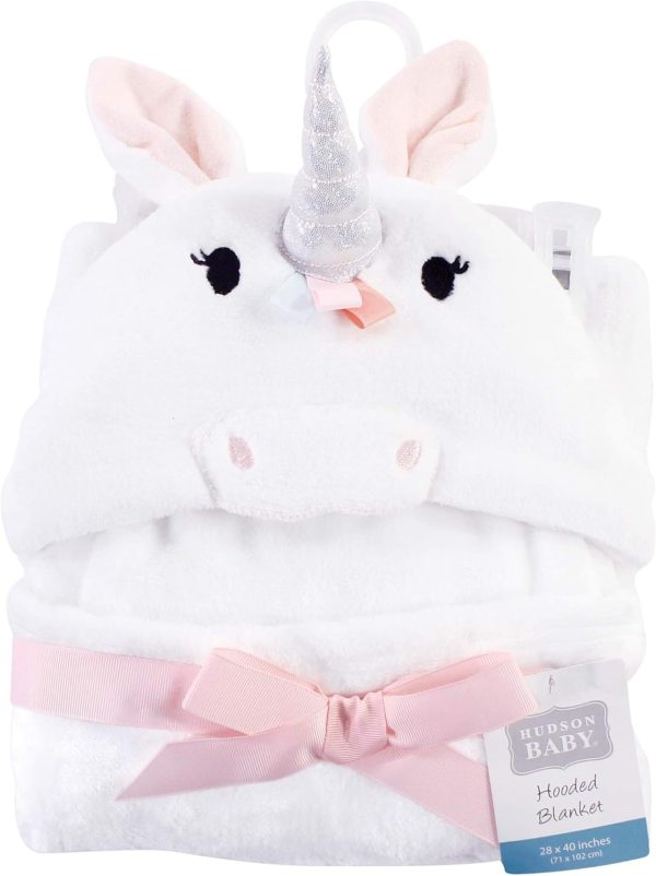 Hudson Baby Unisex Baby and Toddler Hooded Animal Face Plush Blanket, Flamingo, One Size - Image 48