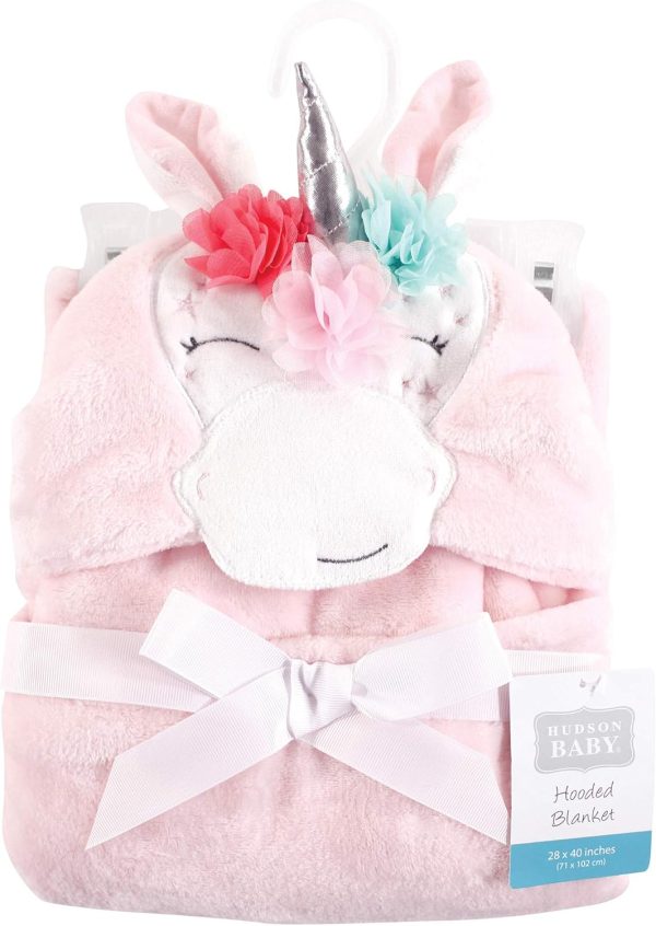 Hudson Baby Unisex Baby and Toddler Hooded Animal Face Plush Blanket, Flamingo, One Size - Image 50