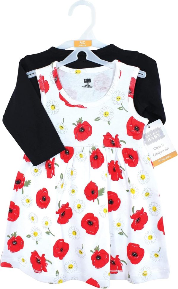 Hudson Baby Baby Girls' Cotton Dress and Cardigan Set - Image 72