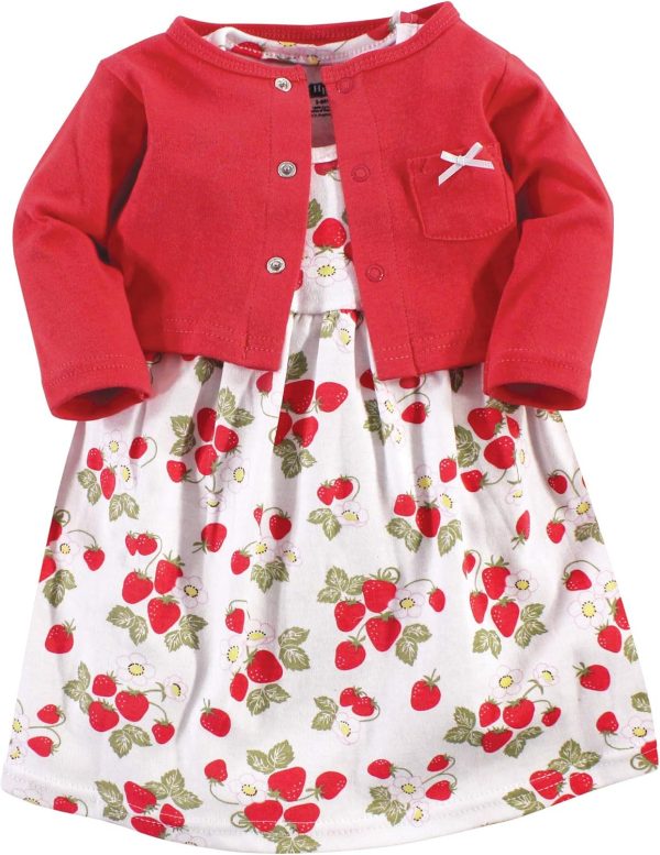 Hudson Baby Baby Girls' Cotton Dress and Cardigan Set - Image 74