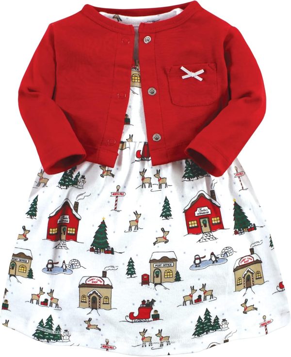 Hudson Baby Baby Girls' Cotton Dress and Cardigan Set - Image 75