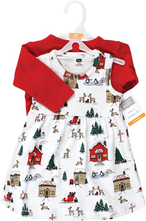 Hudson Baby Baby Girls' Cotton Dress and Cardigan Set - Image 76