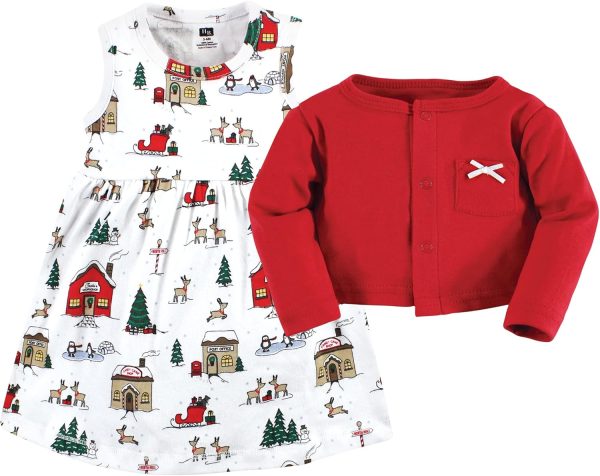 Hudson Baby Baby Girls' Cotton Dress and Cardigan Set - Image 77