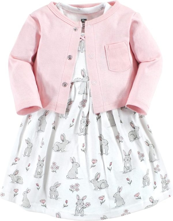 Hudson Baby Baby Girls' Cotton Dress and Cardigan Set - Image 80