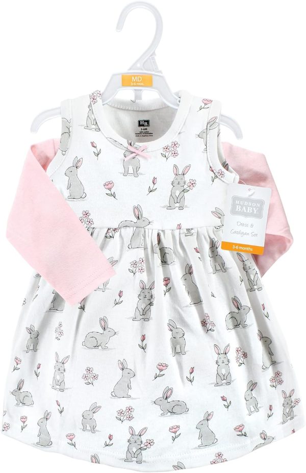 Hudson Baby Baby Girls' Cotton Dress and Cardigan Set - Image 81