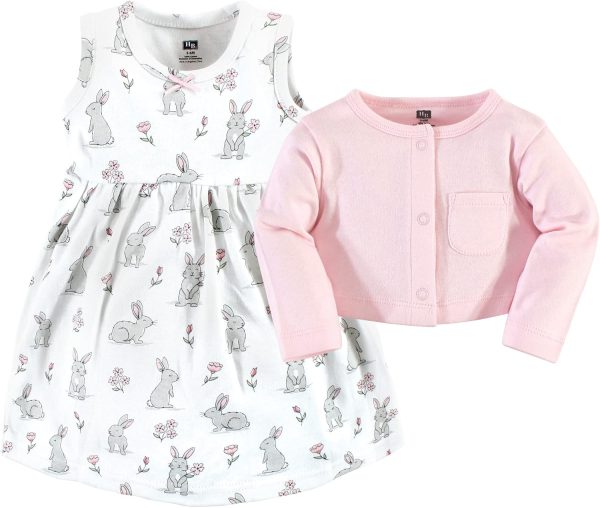 Hudson Baby Baby Girls' Cotton Dress and Cardigan Set - Image 82