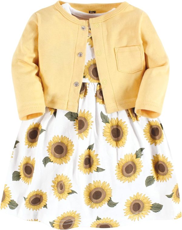 Hudson Baby Baby Girls' Cotton Dress and Cardigan Set - Image 86