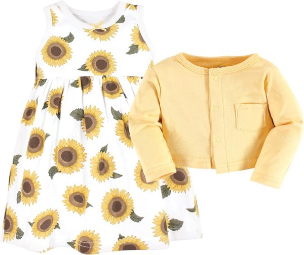 Hudson Baby Baby Girls' Cotton Dress and Cardigan Set - Image 88