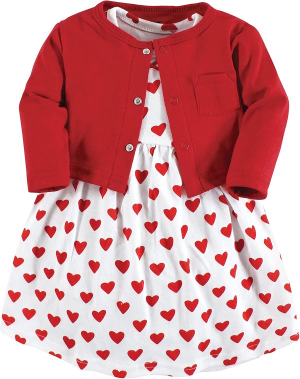 Hudson Baby Baby Girls' Cotton Dress and Cardigan Set - Image 97
