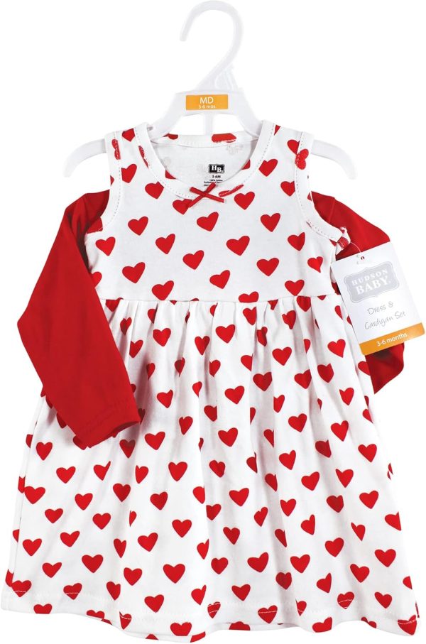 Hudson Baby Baby Girls' Cotton Dress and Cardigan Set - Image 98