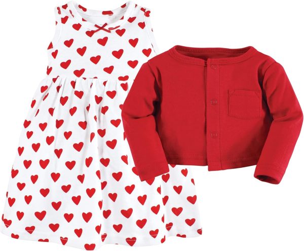 Hudson Baby Baby Girls' Cotton Dress and Cardigan Set - Image 99