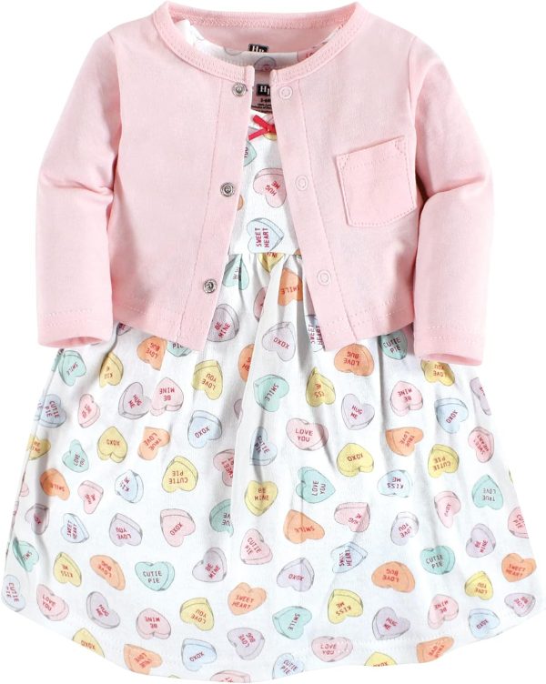 Hudson Baby Baby Girls' Cotton Dress and Cardigan Set - Image 102