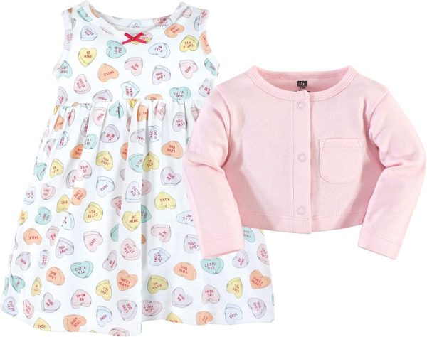 Hudson Baby Baby Girls' Cotton Dress and Cardigan Set - Image 104