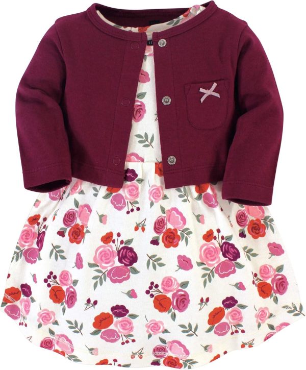 Hudson Baby Baby Girls' Cotton Dress and Cardigan Set - Image 107
