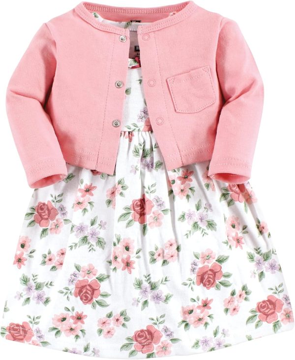 Hudson Baby Baby Girls' Cotton Dress and Cardigan Set - Image 108