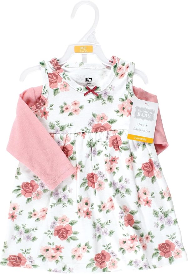 Hudson Baby Baby Girls' Cotton Dress and Cardigan Set - Image 109