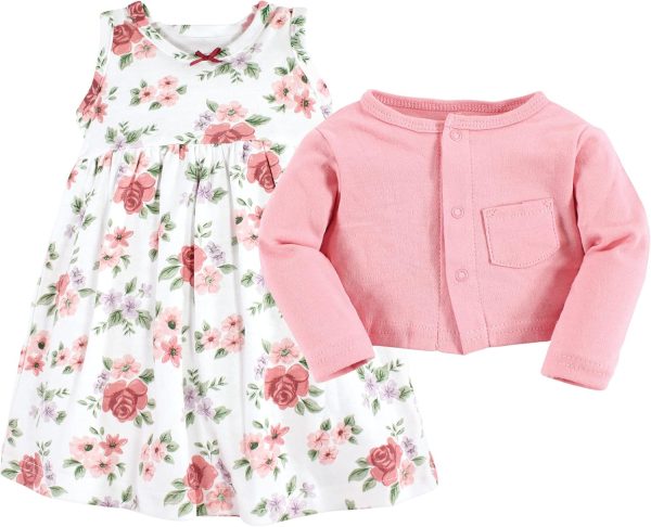 Hudson Baby Baby Girls' Cotton Dress and Cardigan Set - Image 110